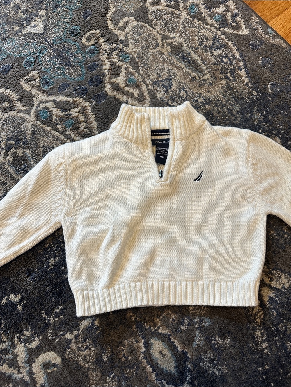 Nautica Cream Half-Zip Cowl Sweater